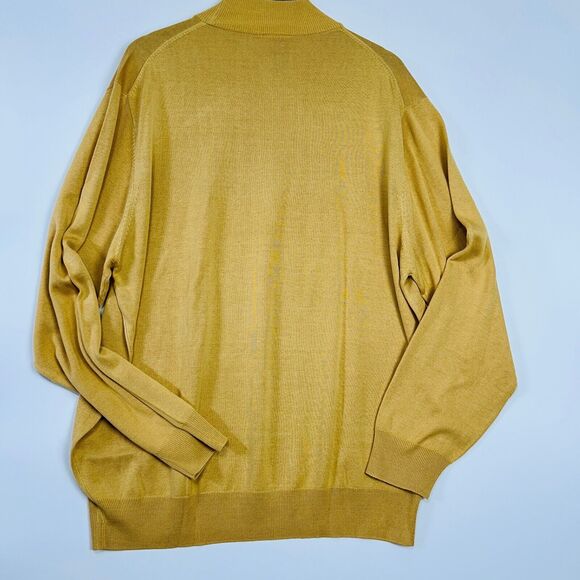 Jos A Bank Silk Sweater Size XXL Mock Neck Yellow‎ Gold Vintage Business - Picture 8 of 13